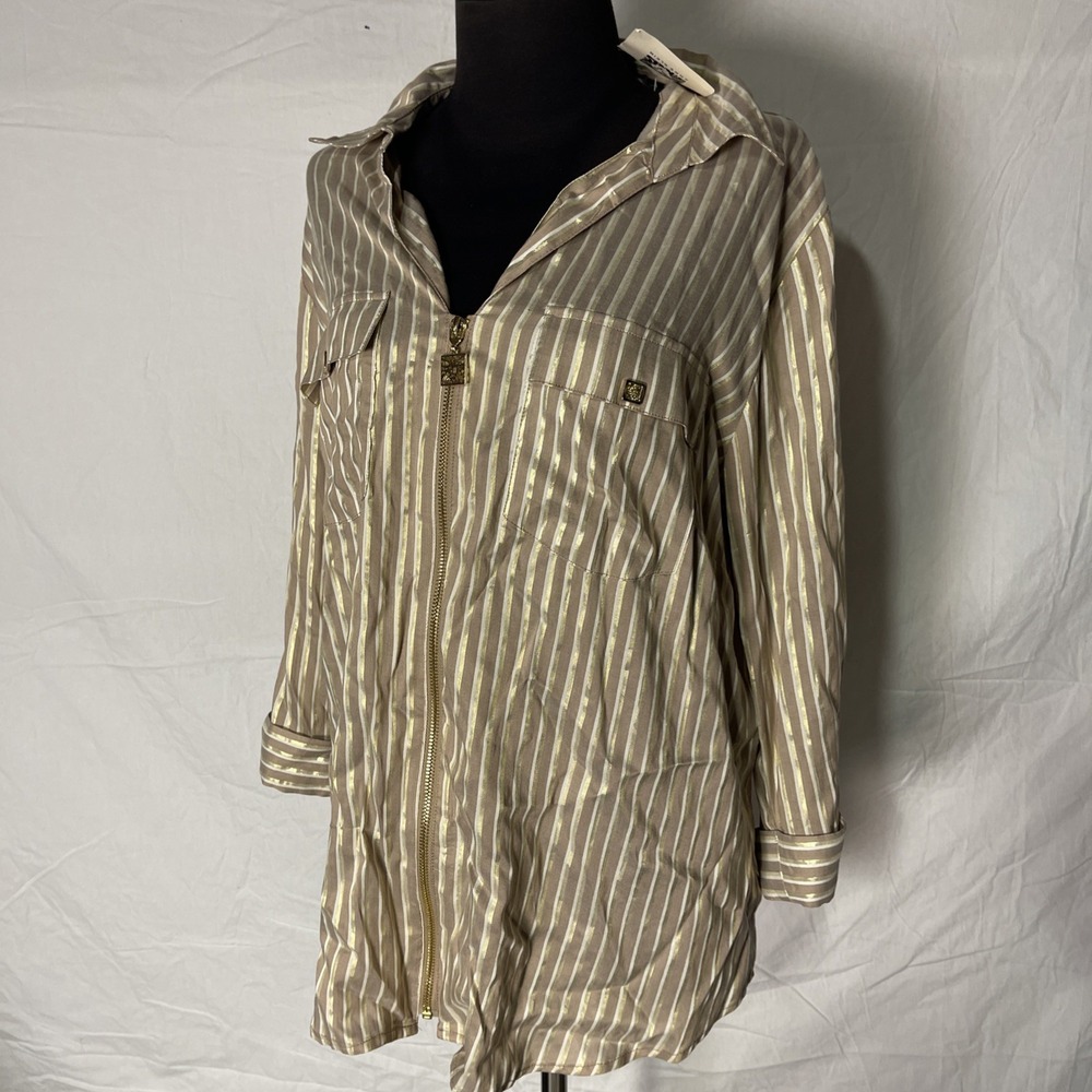 anne klein Women Top Long Sleeves Size 1X Brown Gold - Picture 2 of 16